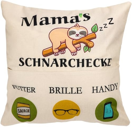 Brinny Geschenke für Mama, Kissenbezüge 45x45 cm Dekokissen Kissen mit Taschen Weihnachten Geburtstagsgeschenk Beste Mama Geschenk Mutter Weihnachten Muttertag Geburtstag