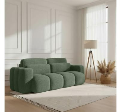 TRADA Sofa mit Schlaffunktion, Bloom, 275x90x110 cm, Grün | Mit DL-Ausklappsystem, Sitzer Wohnzimmer Sofabett mit 150x200 Liegefläche, Schlafsofa mit Bettkasten