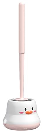 Klobürste mit Klobürstenhalter Set, Toilettenbürste in Klassischer Cartoon Design，WC Bürste FY36FDBY (Rosa)