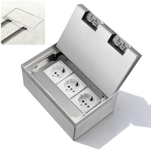 Scatola di corrente da incasso a pavimento 16A 4000W in acciaio inox impermeabile, 3 prese elettriche UE, set da pavimento retrattile per cucina, soggiorno, ufficio, hotel