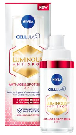 NIVEA Cellular Luminous 630 Anti-Age Serum Against Pigment Spots, 30 ml – Anti-Spot & Anti-Age Brightening Face Serum with Hyaluronic Acid & Collagen Booster for Even Skin Tone