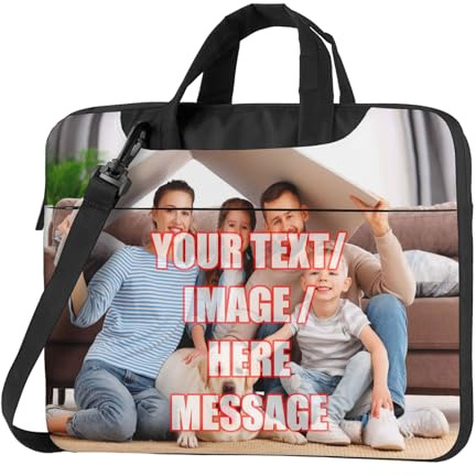 Personalisierte Laptop-Tasche mit Foto, Name und Text | Individuell gestaltbare schlanke Laptoptasche (13–15 Zoll) | Stoßfeste Schutzhülle für Reisen, Geschäftsreisen und den täglichen (15.6 in)