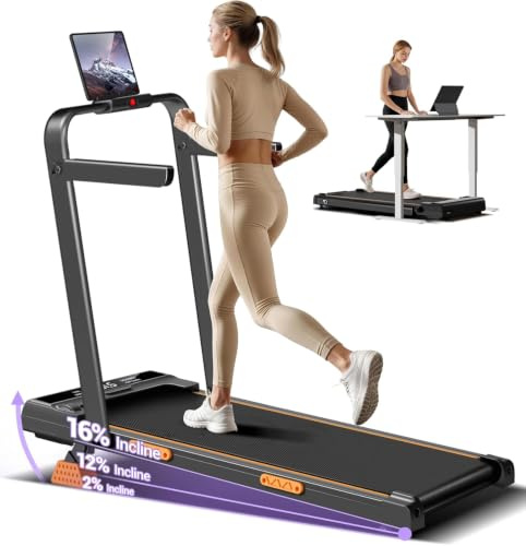 LONTEK 3.0HP Vibration Plate Walking Pad mit Steigung | 8KM/H Laufband für Zuhause mit Steigung und Geräuscharmer Motor,Laufband Schreibtisch Max 120KG