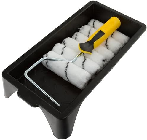 Coral 43400 Easy Coater Paint Mini Roller Kit with Microfibre Covers for Emulsion 4 inch 8 Piece Pack Set
