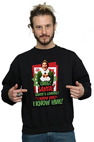 Elf Men's OMG Santa Sweatshirt Small Black