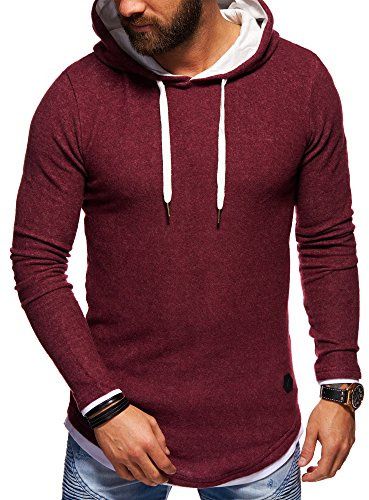 behype. Herren Oversize Kapuzen-Pullover Hoodie Sweatshirt 40-4762 Weinrot S