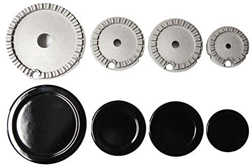 Franza Kit 4 bruciatori per Electrolux Rex Aeg Zanussi completi di piattelli spartifiamma neri incavati per cucina piano cottura 4 fuochi Made in Itally - K44BI - Prodotto Originale
