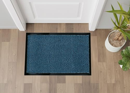 GENERICO Zerbino Asciugapassi Antiscivolo Antinciampo Tessitura Morbida Retro Gommato Varie Misure 100% Made in Italy tappeto asciugapasso (60x90 cm, BLU)