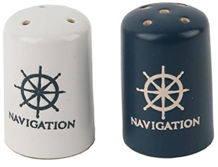 osters muschel-sammler-shop Salz und Pfefferstreuer maritim - Keramik ┼ Steuerrad Motiv ┼ Geschenk-Artikel (Salz und Pfefferstreuer Steuerrad)
