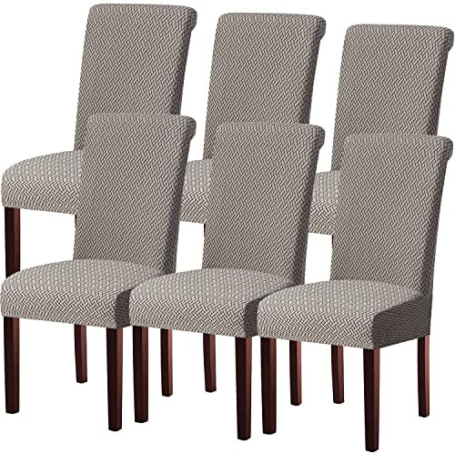 KELUINA Moderne Stuhlhussen 1er/2er/4er/6er Set, Stretch Stulhhussen Schwingstuhl Elastisch Abnehmbarer Waschbarer Universal Stuhlbezug für Hotel Bankett Hochzeit Party Deko (Hellgrau,6 Stück)