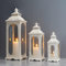 TRIROCKS Set de 3 Faroles Vintage 26/35/50 cm Altos, Soportes Decorativos de Vela con Vidrio Templado para Sala, Jardín, Patio y Eventos (Blanco Crema)