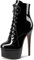 NobleOnly Donna Spillo Alto High Piattaforma Tacco Heel Rotonda Punta Lacci Cerniera Dress Classico Stivaletti Nero Verniciata 37 EU