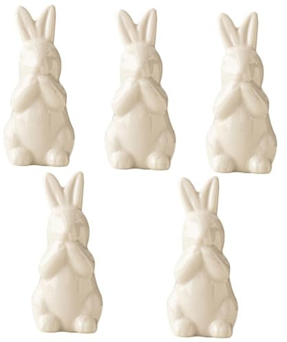 BESPORTBLE 5St Kaninchen-Ornament aus Keramik Hasen deko Kaninchen deko Keramik Osterhäschen deko für Ostern Handgefertigtes Keramik-Kaninchen Kaninchen-Dekor Hasenschmuck Hausbedarf Weiß