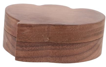 COSMEVIVI Walnuss Holz Ringbox Doppelherz Form Schmuckschatulle Hochzeitsring Verpackung Mit Schlitz Kompakt Leicht Schmuck Aufbewahrung Für Ringe Geschenk Dekoration