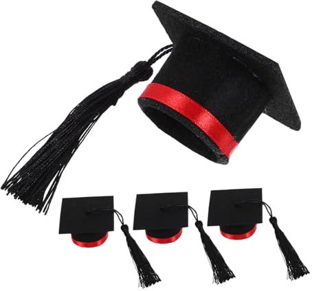 PAMINGONO 4 Stücke Mini Grad Hut Wein Flasche Kappe Dekoration Quaste Grad Hut Flasche Topper Für