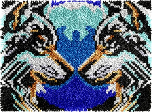 veirousa Wolf Family Latch Hook Kits for Adults Kids Beginners Wild Animals Latch Hook Rug Kit Pre-Printed Hook and Latch Carpet Making Kits Cross-Stitch DIY Wall Hanging Crochet Set 20x15 in.