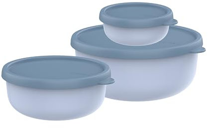 Mepal - Mikrowellengeschirr set 3-teilig Lumina - Frischhaltedosen mit Deckel für Kühlschrank, Gefrierschrank, Dampfgarer & Mikrowelle - Aufbewahrungsbox - 250 + 750 + 1500 ml - Nordic blue