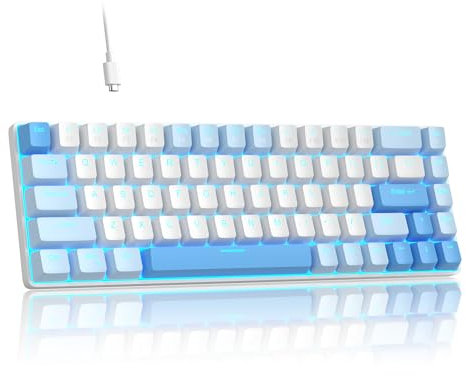 MageGee Portable 60% Mechanical Gaming Keyboard, MK-Box LED Backlit Compact 68 Keys Mini Wired Office Keyboard with Red Switch for Windows Laptop PC Mac - Sky Blue