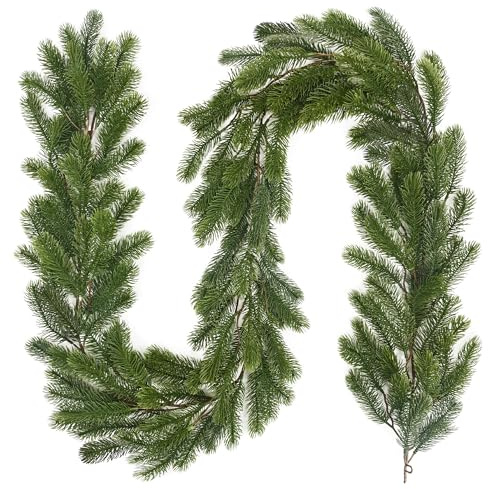 YMIFEEY Tannengirlande 195cm Weihnachtsgirlande Tanne Girlande Tannengrün Spritzguss, Künstliche Grüne Girlande Weihnachten Kunsttanne Wie Echt Weihnachtsdeko (Reines Grün)