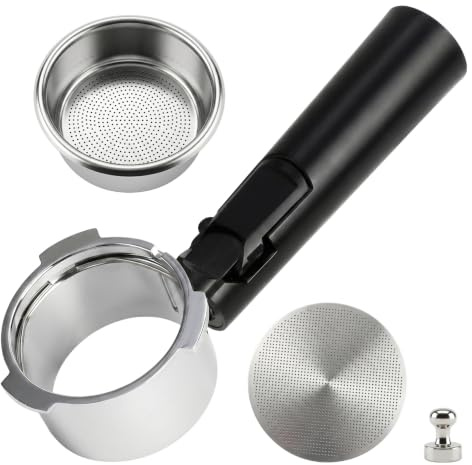 Portafiltro sin fondo de 51 mm con 3 orejas para DeLonghi Dedica EC680/EC685/EC885/EC890, Smeg ECF01, Krups Barista con pantalla de disco