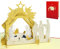 LINPOPUP® Pop-Up Karte Weihnachten Krippe - 3D Weihnachtskarte mit christlichem Motiv für Frauen, Oma, Damen, Kinder - Handgemachte Weihnachtskarte mit Christkind in Weihnachtskrippe, N422