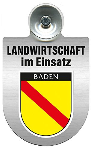 Einsatzschild für Windschutzscheibe incl. Saugnapf - Landwirtschaft im Einsatz - Wappen nach Wahl - 309460 Farbe Region Baden