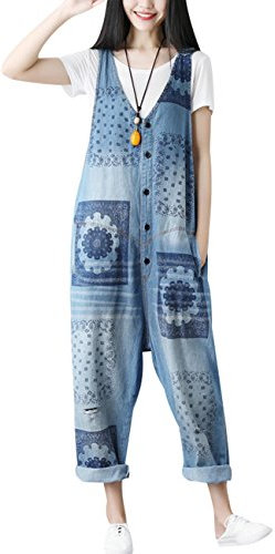 Youlee Donna Pantaloni larghi Denim Salopette tutine Pantaloni Style 22