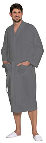 ZOLLNER Accappatoio - soffice e piquè sensibile sulla pelle - Unisex - cotone - grigio - L - lavabile a 60°C - qualità alberghiera - Certificato OEKO TEX (R)