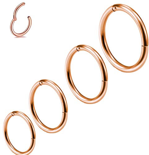 4 pezzi 6/8/10/12 mm 16 G acciaio inossidabile anello naso oro rosa anello naso anello anello anello naso piercing labbro piercing cartilagine orecchini per uomo donna