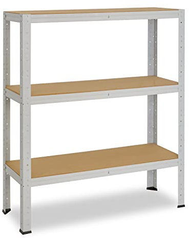 shelfplaza® 100x100x30cm OFFICE Lagerregal Büro Schwerlastregal lichtgrau/Metall Regal Büro mit 3 Böden/Kellerregal, Werkstattregal/Steckregal Metall 175kg Traglast/Büro Regal für Ordner