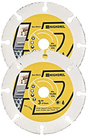 HIGHDRIL Hartmetall Diamant Holzschneideklingen - 75mm x 2 Vakuumgelötet Scheibe für Kunststoff, Holz und Glasfaser