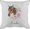 Kissen 50x50 - Pferd Pferde - Wunschname Pferdekopf Name I Pferdemotiv I Geschenk Pferdemädchen - 50 x 50 cm - Weiß - kinderkissen pferdekissen Reiter Horse schmusekissen Baumwolle personalisierte