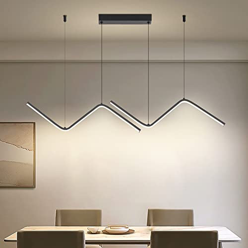 Mikeru 90CM Dimmbare Hängende Pendelleuchte, Dining Kronleuchter mit Farbtemperaturen 3000K Warmweißes Licht/4500K Neutrales Licht/6500k Kaltweißes Licht & Memory-Funktion for Wohnzimmer