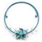 Avalaya Light Blue Shell Flower Flex Wire Choker Necklace/40cm L/Adjustable