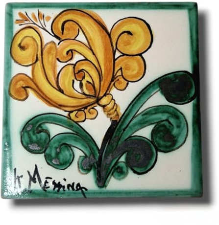 Le Ceramiche di Ketty Messina Mattonella Ornamentale di Ceramica Dipinta a Mano Piastrella cm 10 x 10