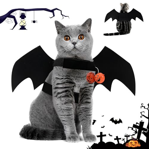Halloween Ali Di Pipistrello Da Compagnia, Con 2 Zucca Bells,Halloween Cat Ali Di Pipistrello Costume, Halloween per Cane, Ali Pipistrello Costume Da Pipistrello,Per La Decorazione Di Cani -Taglia M