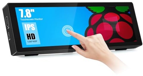 Pisichen Touchscreen Mini Portable Monitor 7,8 Zoll HD 1280 x 400P Kleiner Tragbarer Monitor HDMI USBC IPS-Display, 300 cd/㎡ Helligkeit, Integrierter Ständer