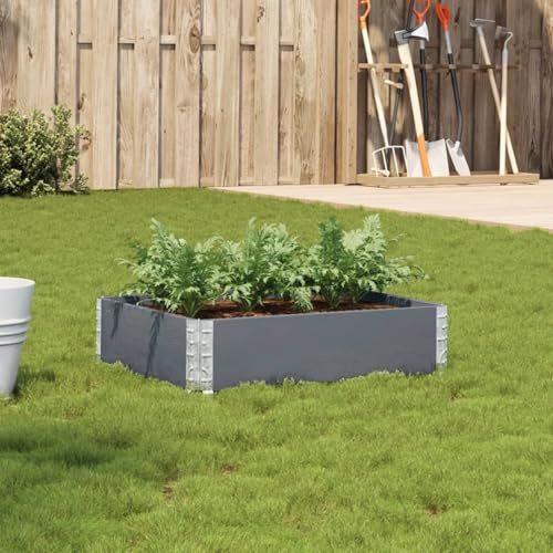 Sufrk Fioriera da Giardino Grigia 80x60 cm Legno Massello di Pino-Fioriera da Esterno,Orto Verticale Rialzato da Esterno per Balcone e Giardino,Mini Orto Rialzato per Piantine,Giardino Verticale da Es