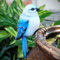 JARPSIRY Statue d'oiseau de jardin - Décoration d'extérieur pour arbre, 17 cm de haut - Décoration de pot de fleurs pour clôture, balcon, terrasse, pelouse, cour (bleu)