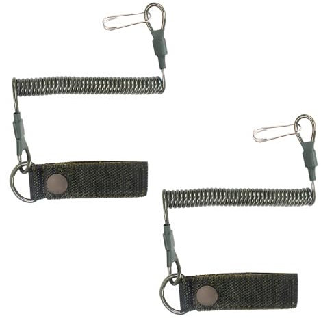 ZYETGH 2 Stück Tactical Lanyard, Rsg Halterung Polizei Grün Spirale Schlüsselanhänger mit Karabiner Elastische Spiralkabel für Angeln Wandern Jagen Bergsteigen