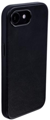 Dockem Echtlederhülle für iPhone 16e, Kompatibel mit MagSafe - Glattes Vollnarbenleder (MSGL, Schwarz)