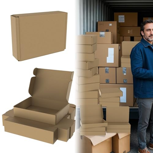 ACXIN Lot de 20 cartons d'expédition en carton ondulé solide pour petites marchandises, emballage cadeau, commerce électronique - Marron - 20 x 15 x 5 cm