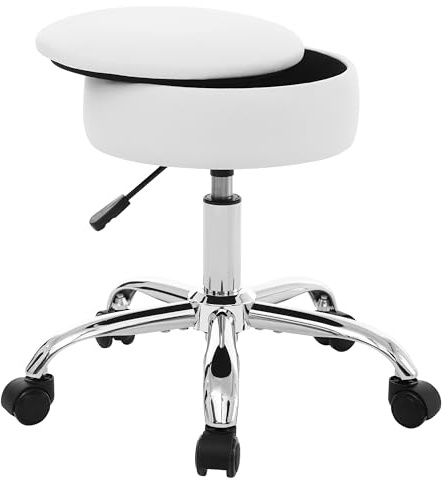 Adjustable Vanity Stool Storage Swivel Rolling Vanity Chair with Wheels
