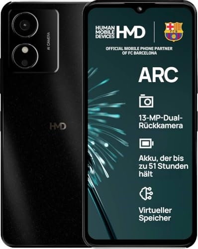 HMD Arc Smartphone 64 Go 16,6 cm (6,52) Noir Android 14 (Go Edition) fente hybride