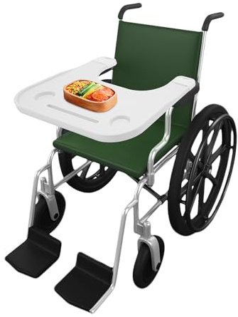 Rollstuhl-Tablett, 58x53cm Rollstuhl-Tablett-Tisch, Rollstuhl-Tablett-Tisch mit Getränkehalter für Menschen mit Behinderungen und eingeschränkter Mobilität (Weiß)