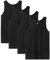 LAPASA Lot de 4 Débardeur de Sport Homme Haut Top T-Shirt Maillot sans Manches 100% Coton M35&M36 - Noir (Coupe Droite, Non Côtelé en Coton) - Taille S