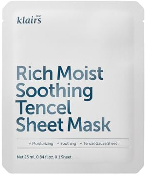 DearKlairs Masque en tissu Tencel apaisant riche et humide 25 ml 1 unité Masque plein de nutriments hydratants