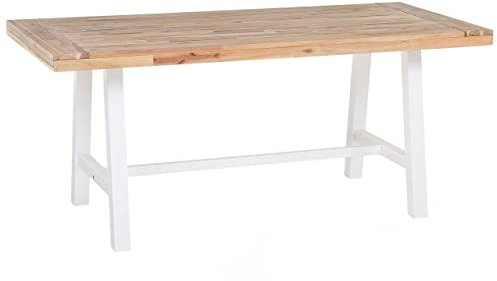 Beliani Rustikaler Esszimmertisch Akazienholz Massivholz braun/weiße Beine Scania