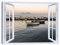 LuxHomeDecor Quadro Finestra su Napoli Vesuvio 100x75 cm Stampa su Tela con Telaio in Legno Arredamento Arte Arredo Moderno