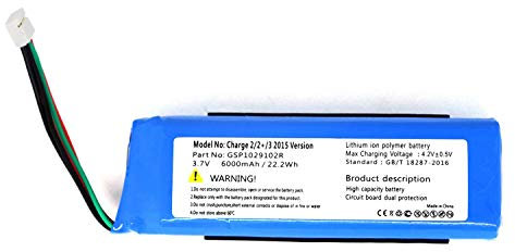 GSP1029102R MLP912995-2P P763098 Battery Replacement for wireless Speaker Bluetooth JBL Charge 2 Charge 2 Plus Charge 2+ Charge 3 2015 version(3.7V 6000mAh)